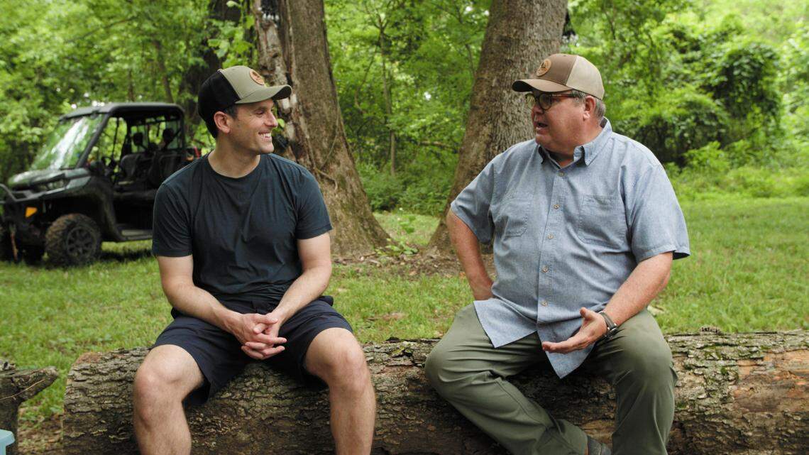 In a new interview with sports/entertainment reporter Graham Bensinger, left, “Modern Family” star and KC-area resident Eric Stonestreet talks about the “hurtful” ending of the show and reveals the house he and fiancee, Lindsay Schweitzer, are building here.