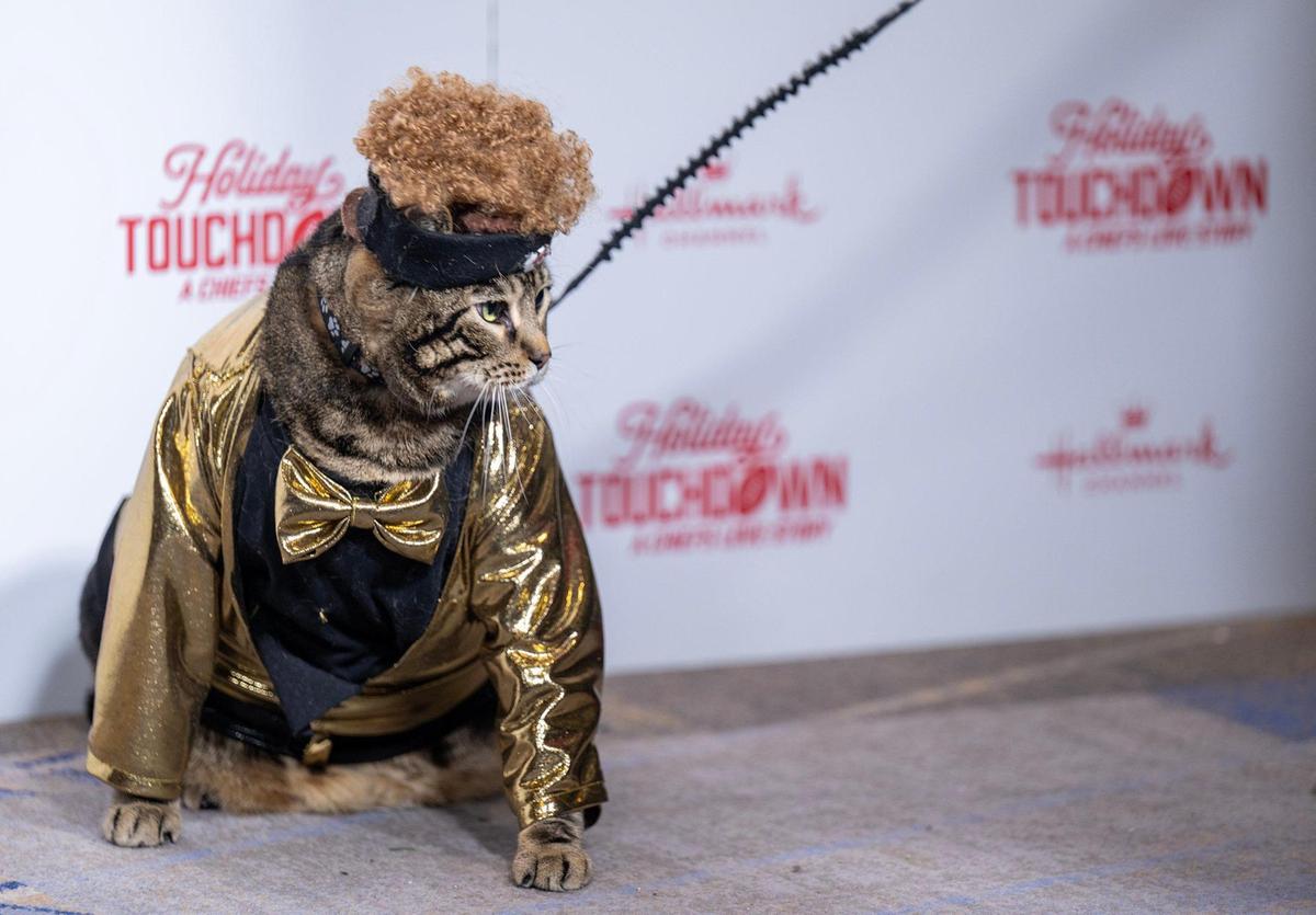 Catrick Mahomes attends the premiere screening of Hallmark’s “Holiday Touchdown: A Chief’s Love Story” At Sheraton Crown Center on Saturday, Nov. 30, 2024, in Kansas City.