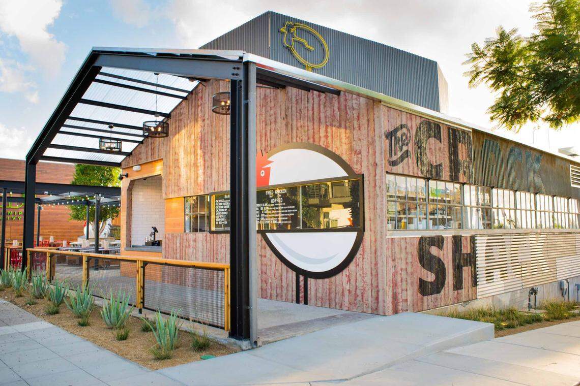 The Crack Shack in Little Italy in San Diego has a “chicken coop” decor.