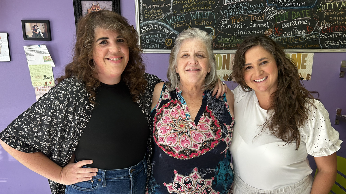 Betty Bremser (center), the longtime owner of Foo’s Fabulous Frozen Custard, has sold the Brookside business to Megan Reilly (left) and Leah Krieger.