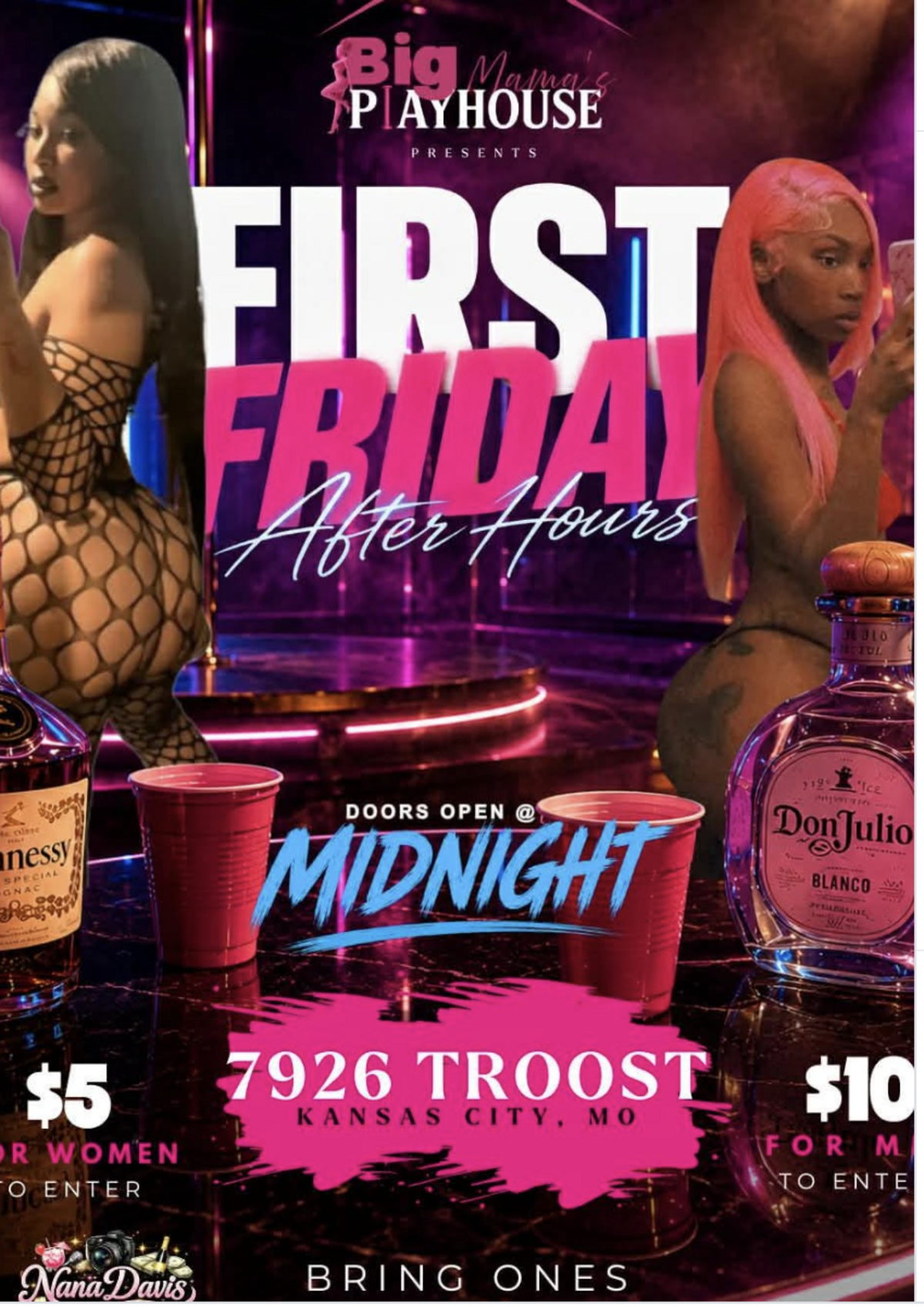 A party advertised under the banner “First Fridays After Hours” was scheduled for midnight Saturday at 7926 Troost Avenue in Kansas City.