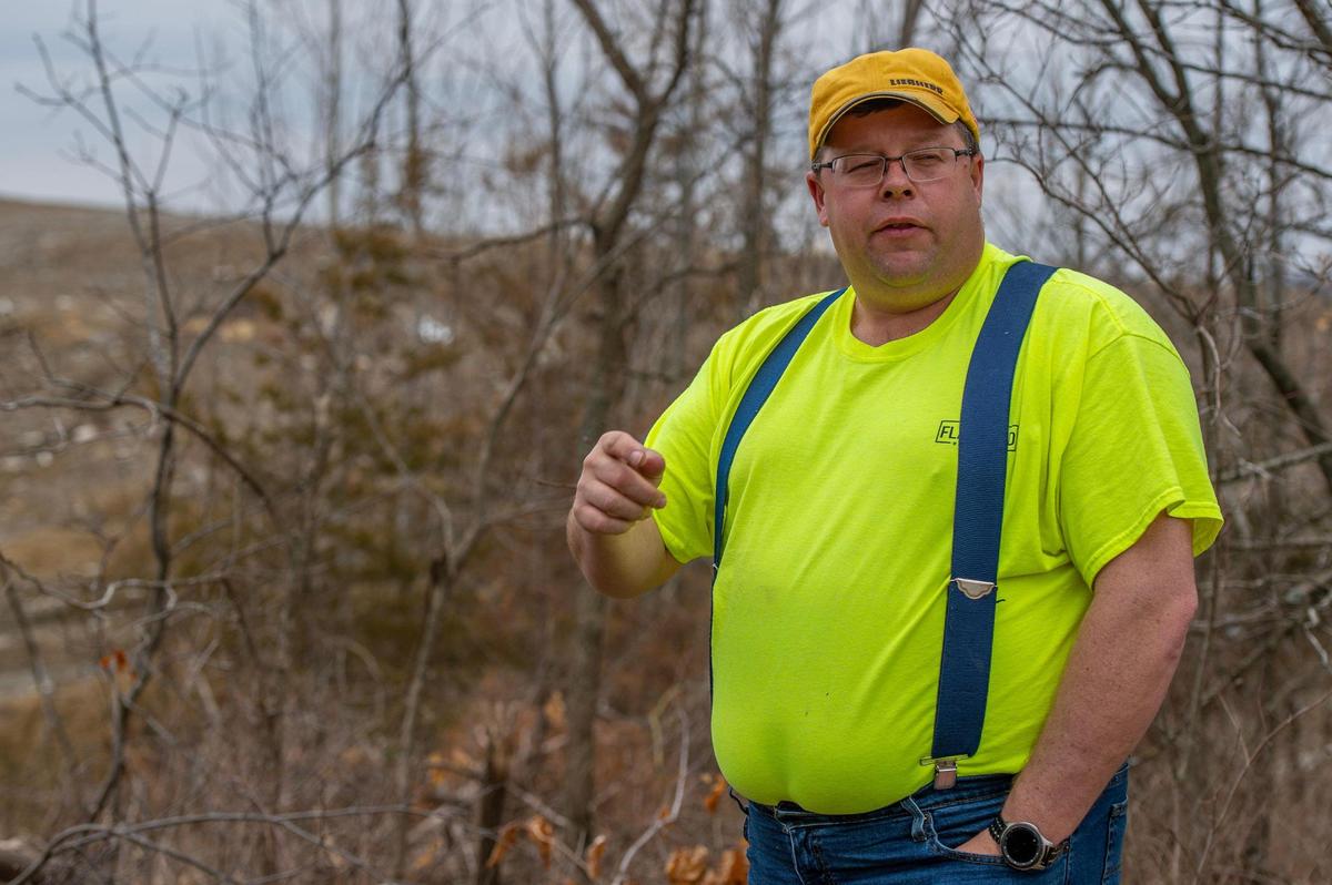 Shawn Britz, co-owner of Flat Land Excavating, gives a tour of the construction and demolition landfill on March 23 in Easton, Kansas.