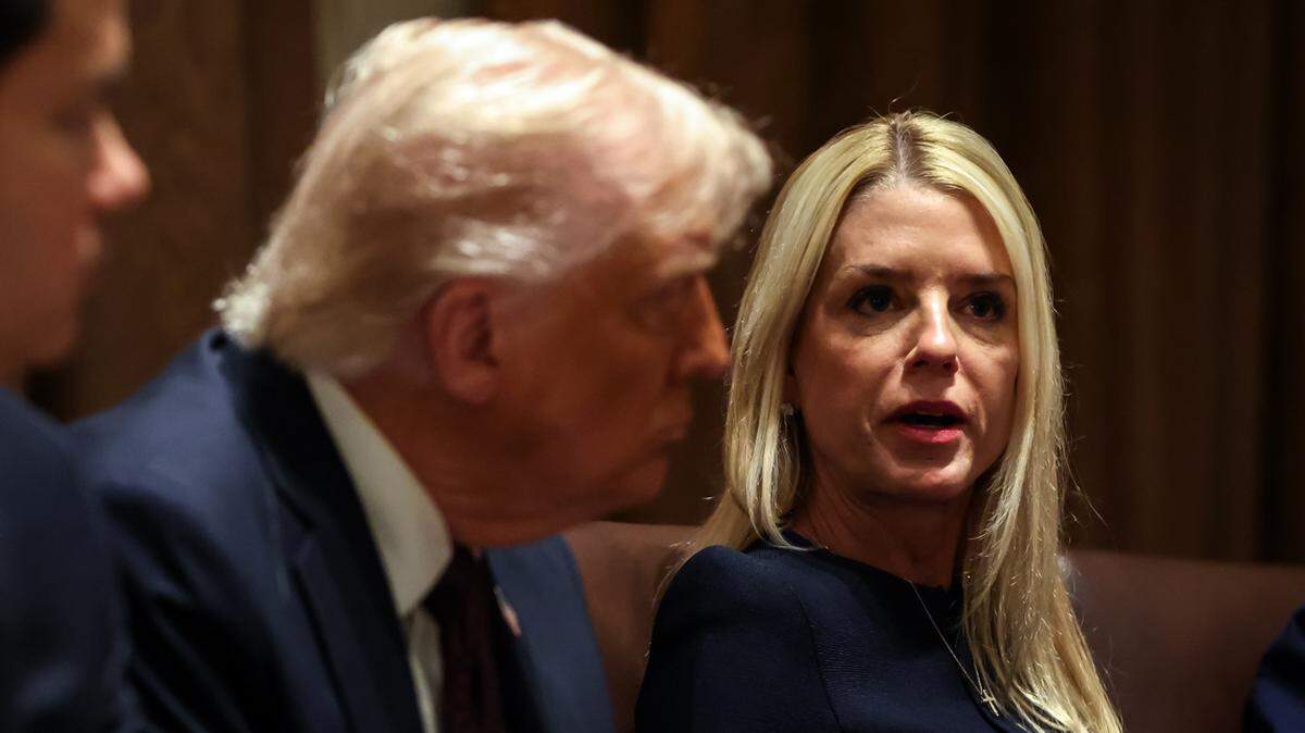 US Attorney General Pam Bondi speaks during a meeting with President Donald Trump and members of his Cabinet in the Cabinet Room at the White House in Washington, D.C. on March 24, 2025. (Photo by Samuel Corum/Sipa USA)