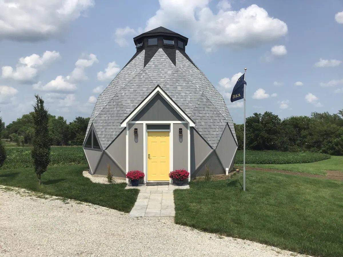 Visitors to Baileyville, Kansas, can spend the night at this 10-sided structure. The rental unit, called “Zome on the Range,” was the Kansas Airbnb on the most user wishlists.