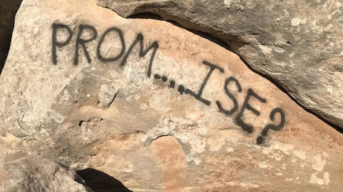 Someone spray painted a promposal onto rocks at Colorado National Monument last month and National Park Service rangers are looking for the culprit. The guilty party could face up to six years in prison.