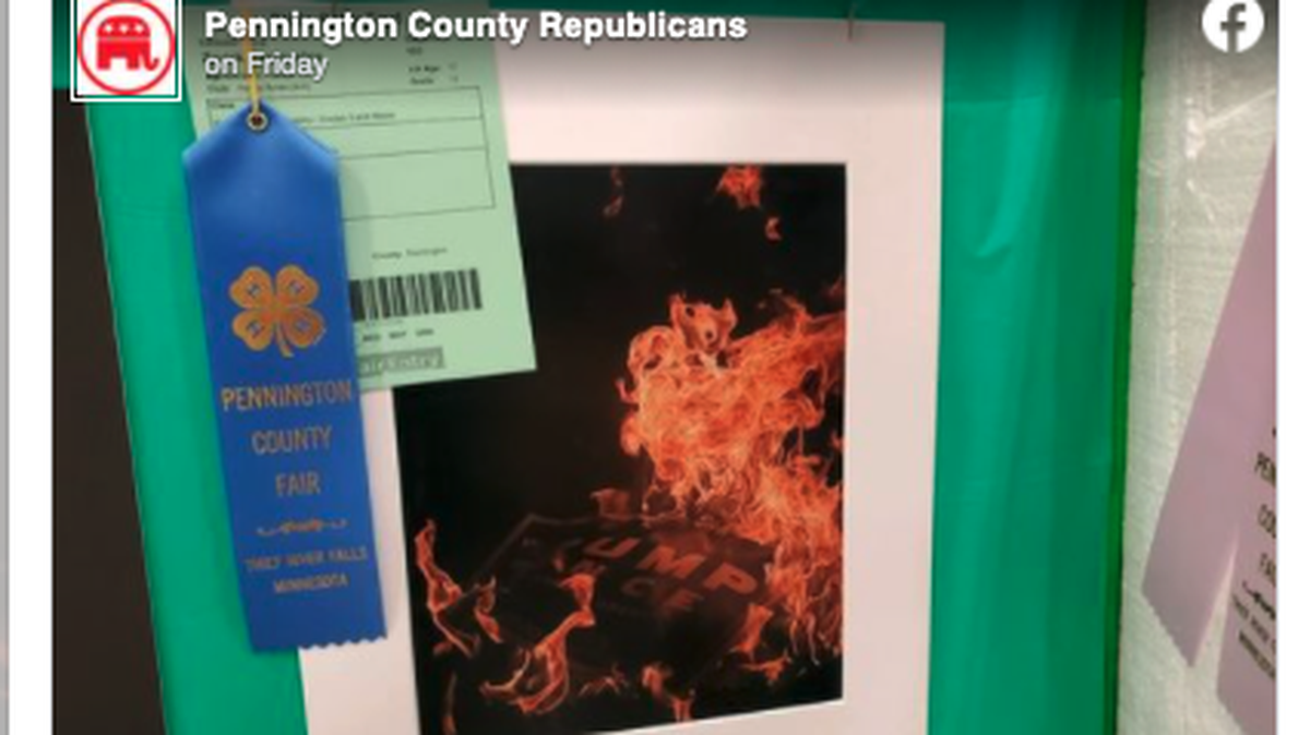 A photo submitted to the Pennington County Fair of a burning Donald Trump campaign sign received criticism from the county’s Republicans.