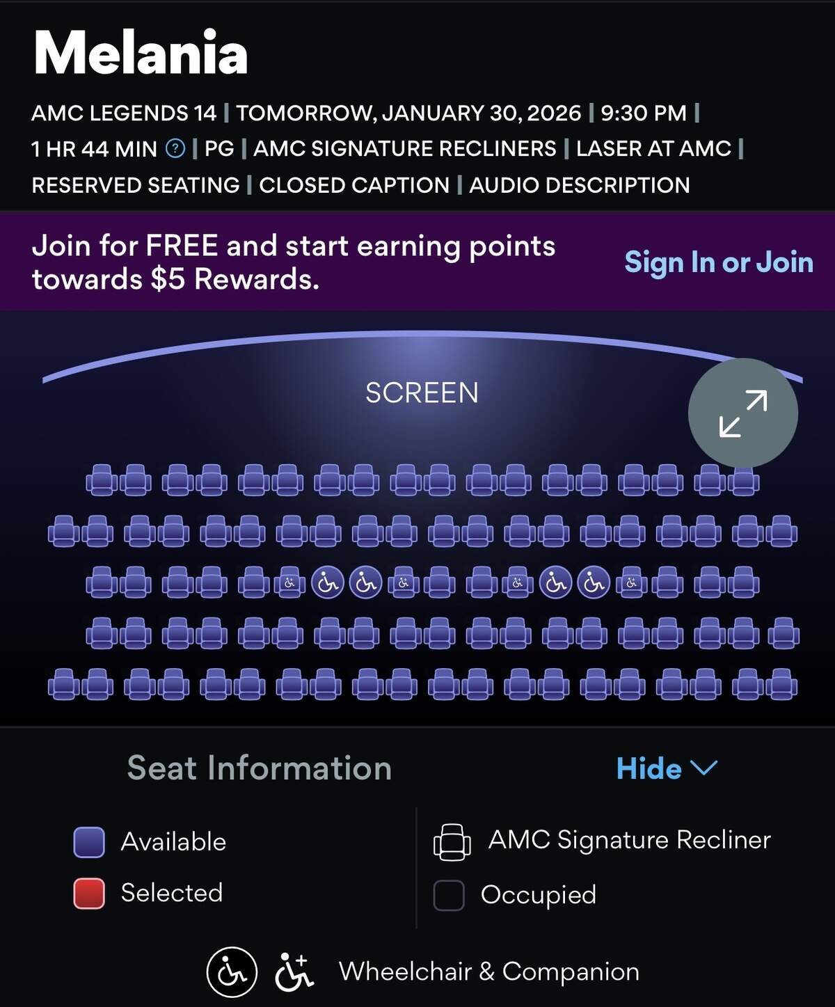 As of early Thursday afternoon, no tickets had been sold for the 9:30 p.m Friday showing at AMC Legends 14 in KCK.