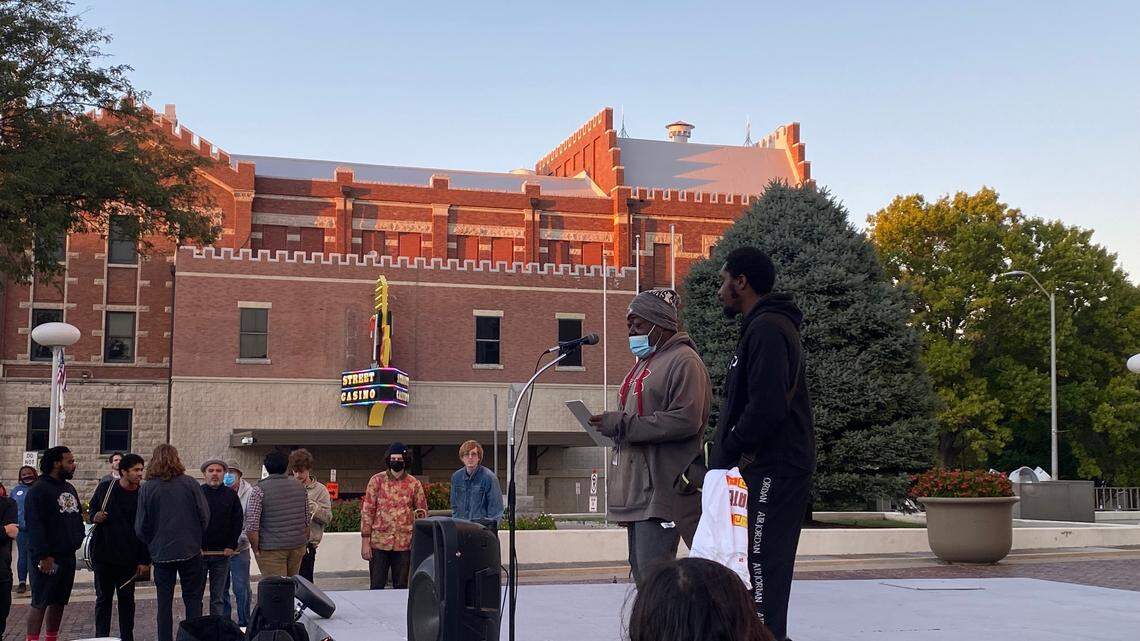 John Williams speaks to a group of 50 people who gathered Friday night to ask for the Unified Government to pass a municipal ID ordinance.