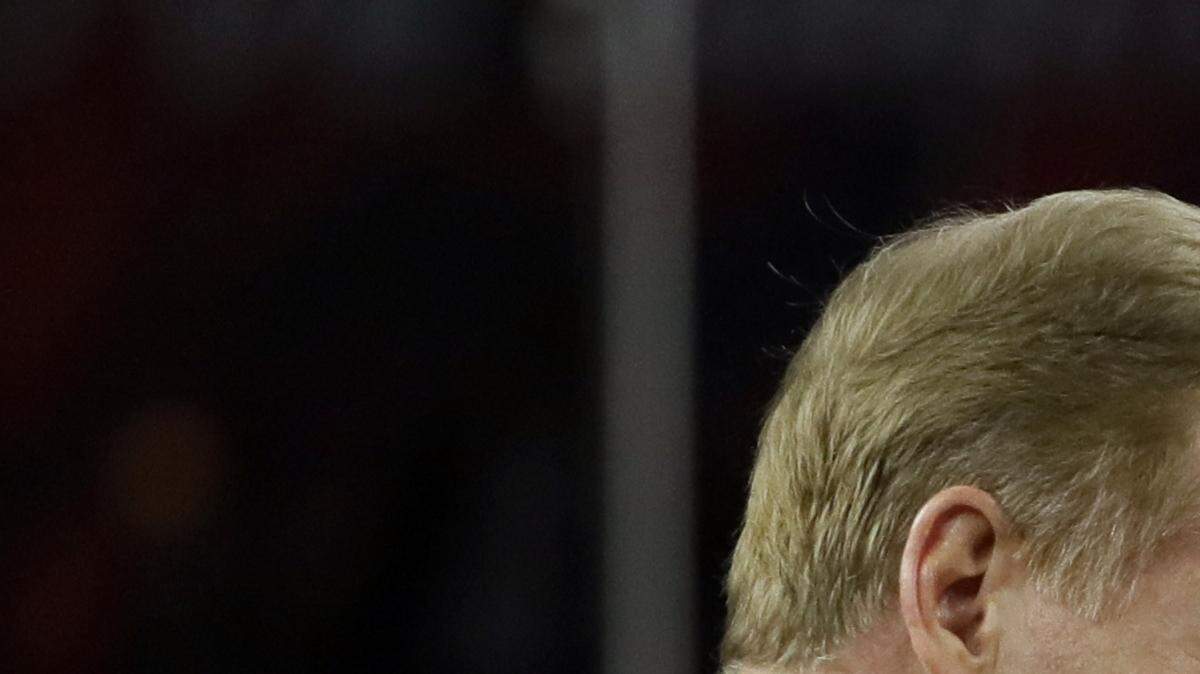 NFL Commissioner Roger Goodell, left, congratulates New England Patriots owner Robert Kraft after the NFL Super Bowl 51 football game between the Atlanta Falcons and the New England Patriots Sunday, Feb. 5, 2017, in Houston. The New England Patriots won 34-28. 