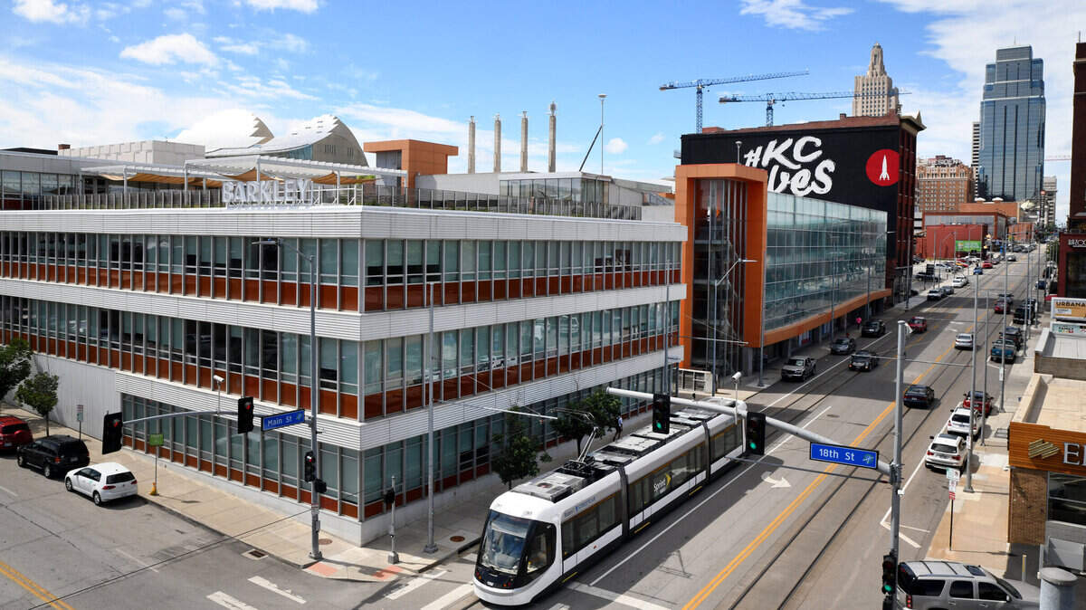 Kansas City's Streetcar, heading down Main Street.