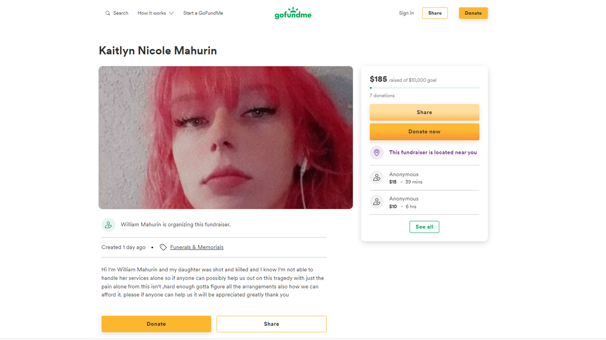 The family of Kaitlyn Mahurin, 20, who was shot and killed early Monday morning in a home on Kansas City’s East Side, has started a GoFundMe seeking donations to assist with funeral expenses.