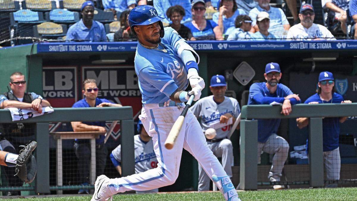 Royals third baseman Maikel Garcia enjoyed a career day against the Los Angeles Dodgers on Sunday afternoon at Kauffman Stadium.