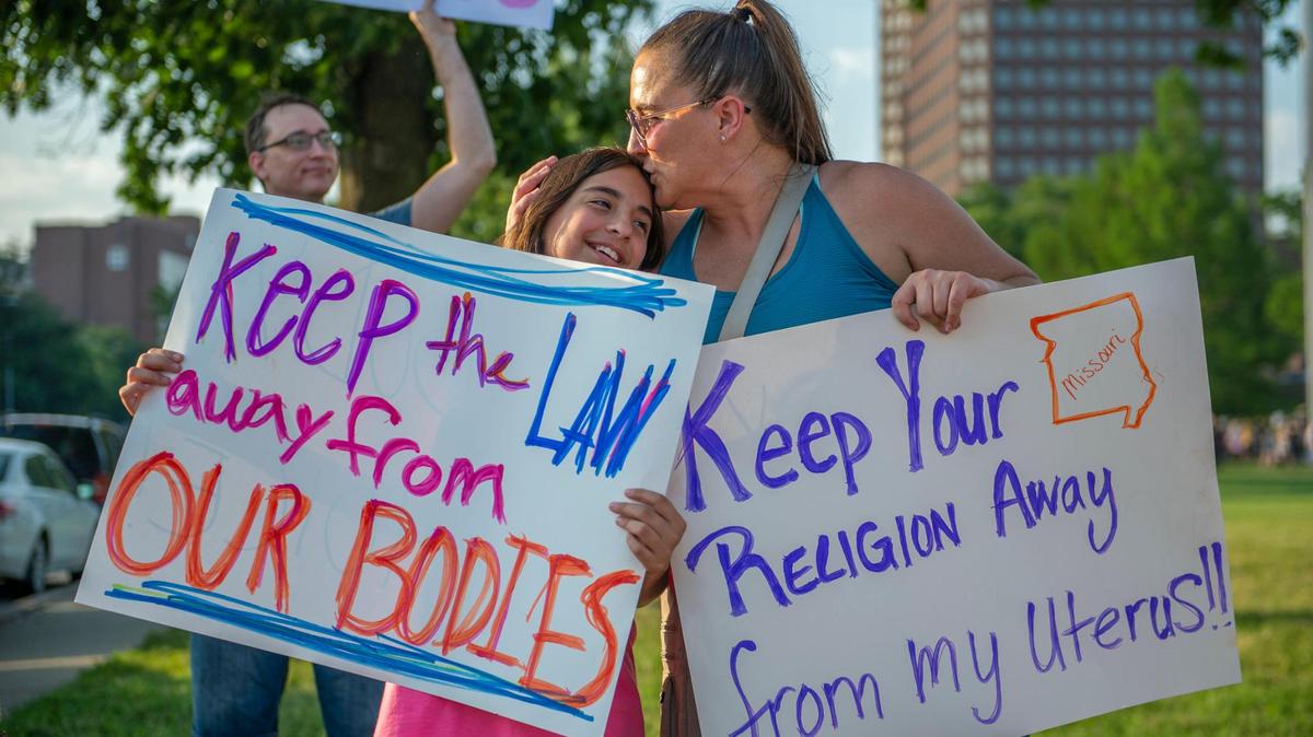‘Raise your voice’: Abortion rights protesters gather in Kansas City following Roe ruling