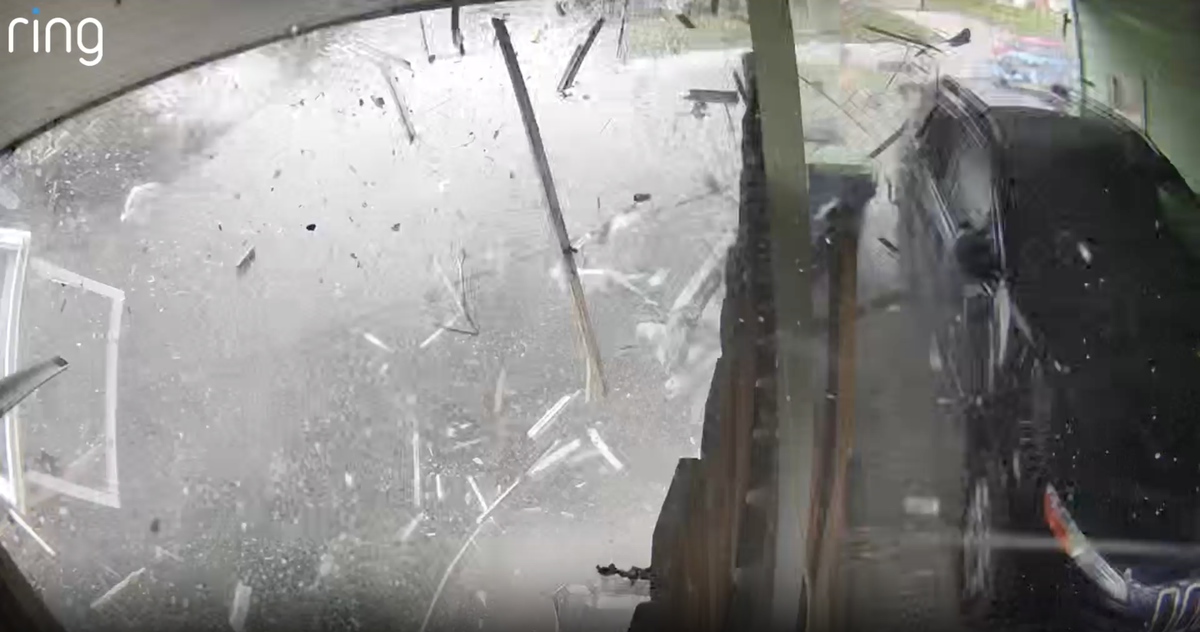 Ring camera footage from a neighbor captured the moment a house exploded in Gladstone on Saturday, May 31.
