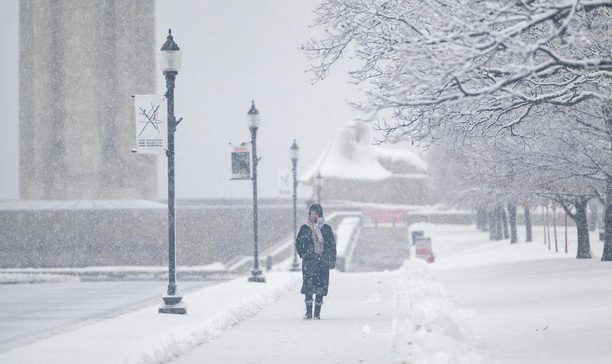 Lori Schlatter walks outside of the National WWI Museum and Memorial on Tuesday, Jan. 9, 2024, in Kansas City.
