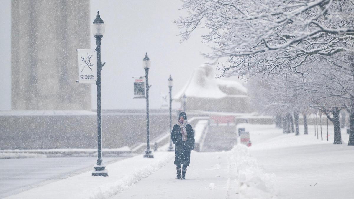 Lori Schlatter walks outside of the National WWI Museum and Memorial on Tuesday, Jan. 9, 2024, in Kansas City.
