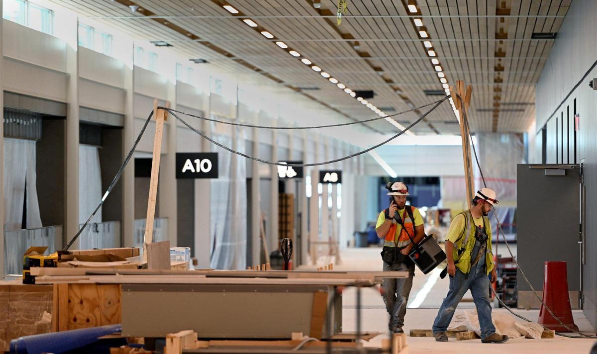 Construction on the new Kansas City International Airport continues and is about 90 percent complete. The airport is slated to open in March of 2023 and feature 39 gates. Above is part of concourse A.