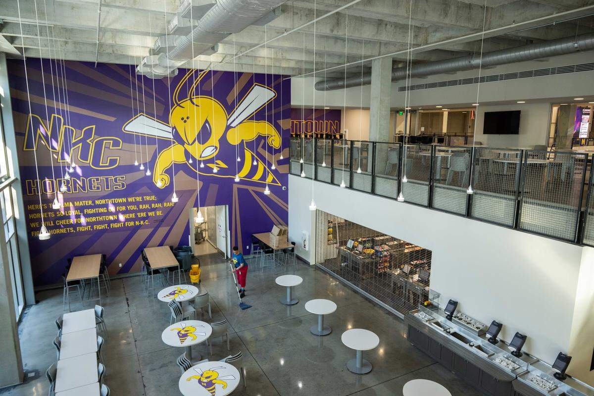 The North Kansas City High School cafeteria on Wednesday, March 25, 2026, in North Kansas City. “Northtown” is celebrating 100 years of service to the community this year.