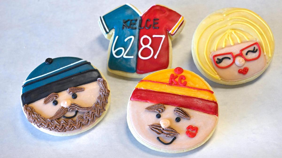 NFL players and brothers, Jason and Travis Kelce and their mother, Donna Kecle, have been immortalized on cookies for the ‘Kelce Bowl’, at Best Regards Bakery & Cafe in Overland Park. The bakery is creating Chiefs and Kelce brothers-themed cookies ahead of The Super Bowl LVII rematch of the Chiefs and Eagles on Monday Night Football at Arrowhead.