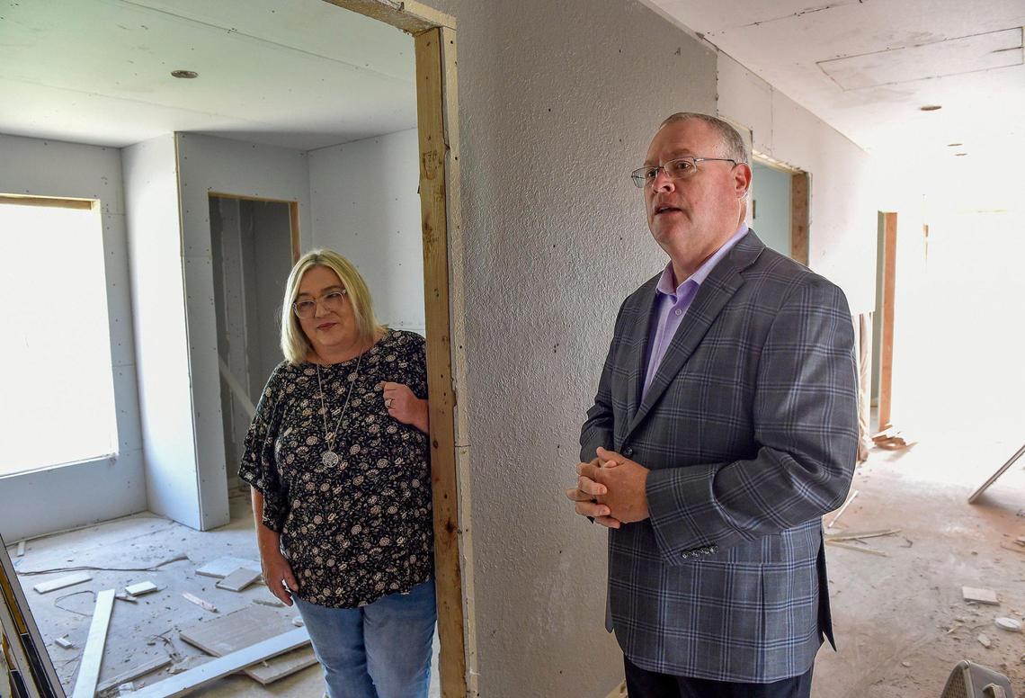 Restoration House of Greater Kansas City offers long-term residential housing and services to help survivors of human trafficking process the trauma and rebuild their lives. The Harrisonville facility houses six adult women, though according to president Rodney Hammer, right, the faith-based organization received more than 650 requests last year. A church donated an old building which is being renovated to expand capacity to 18. Roxie Loyd, left, is the director of programs and services at Restoration House.