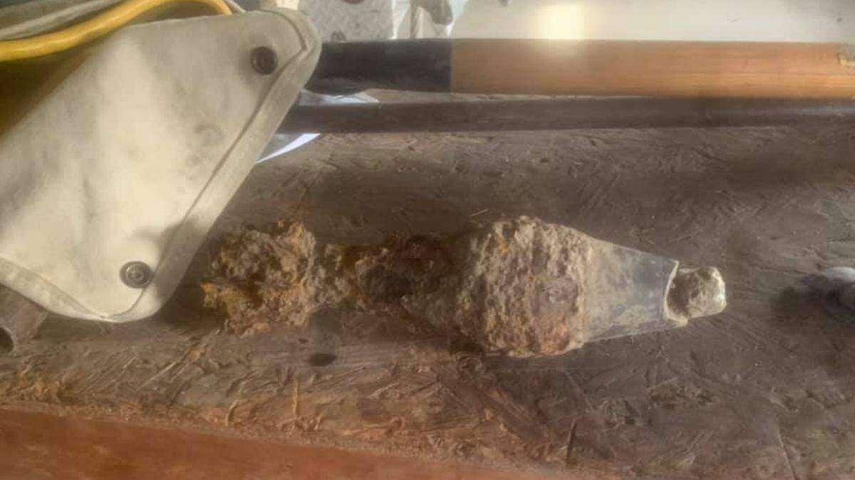 An employee found this military-grade mortar while looking for tools in a city-owned building, officials said.