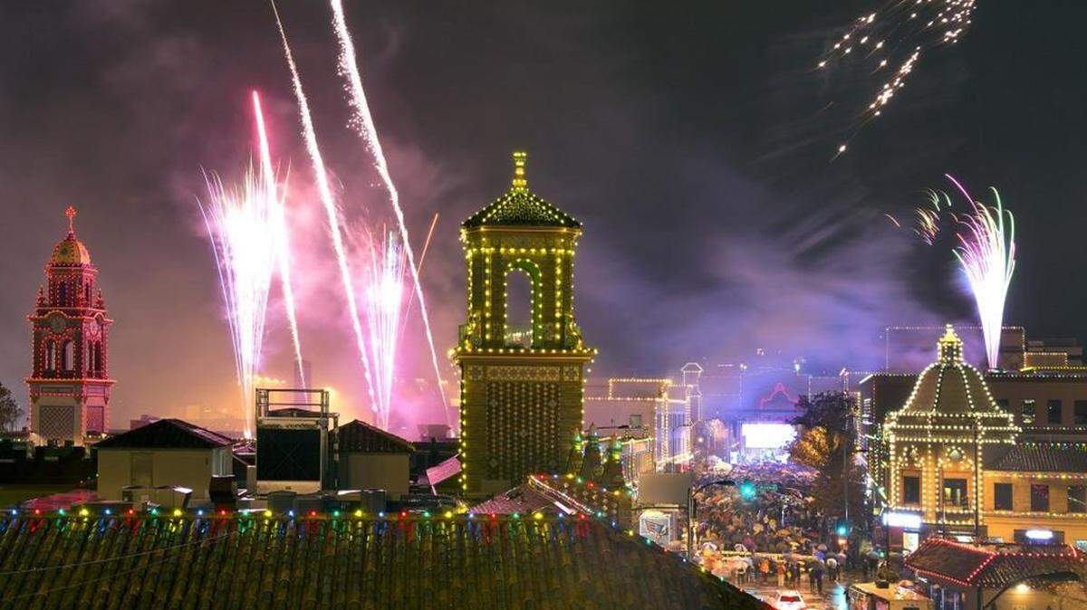 Fireworks at the 88th annual KCP&L Plaza Lighting Ceremony on Thanksgiving on the Country Club Plaza.