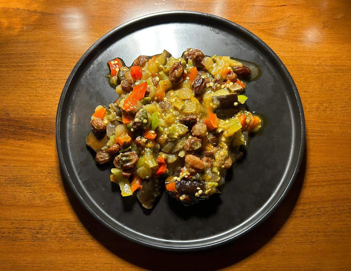 Eggplant caponata kicked off a recent Saturday night meal at EMI Ristorante. Borger changes the menu every few weeks.