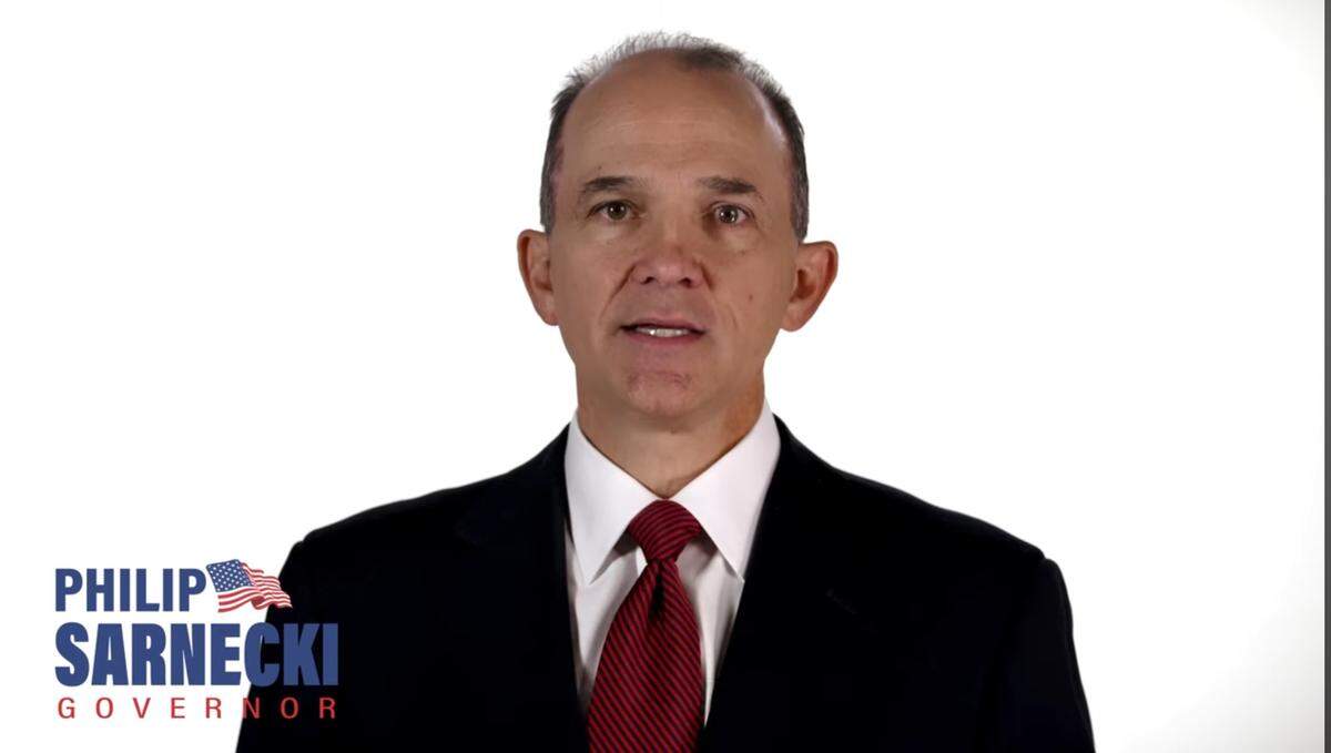 Screenshot of Johnson County businessman Philip Sarnecki’s campaign video announcing his bid to become governor of Kansas.