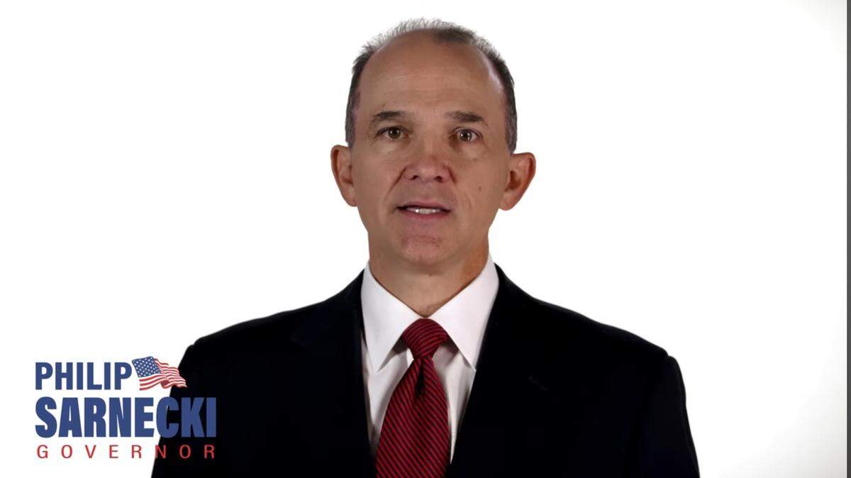 Screenshot of Johnson County businessman Philip Sarnecki’s campaign video announcing his bid to become governor of Kansas.