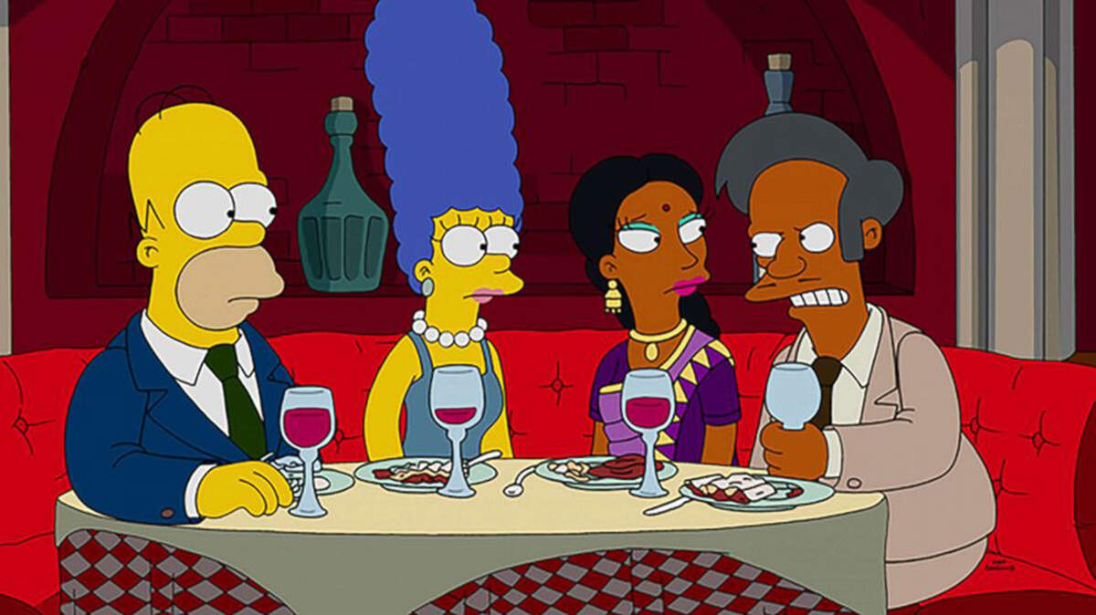Actor Hank Azaria stopped voicing the character Apu Nahasapeemapetilon, right, on “The Simpsons.” Now he is apologizing for his portrayal.
