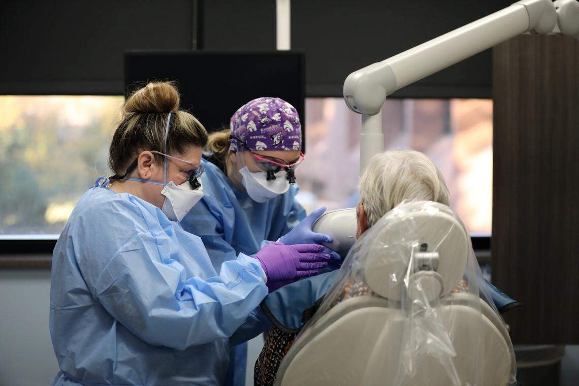 A spot at Johnson County Community College’s dental hygiene program clinic costs just $10 per appointment.