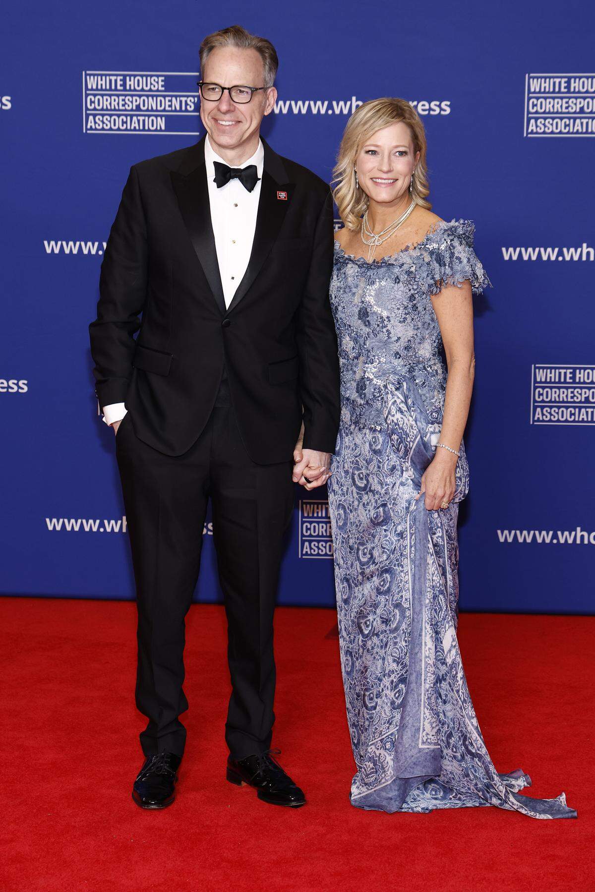 Jake Tapper and his wife, Jennifer Marie Brown, attend the 2025 White House Correspondents' Association Dinner at Washington Hilton on April 26, 2025 in Washington, DC.
