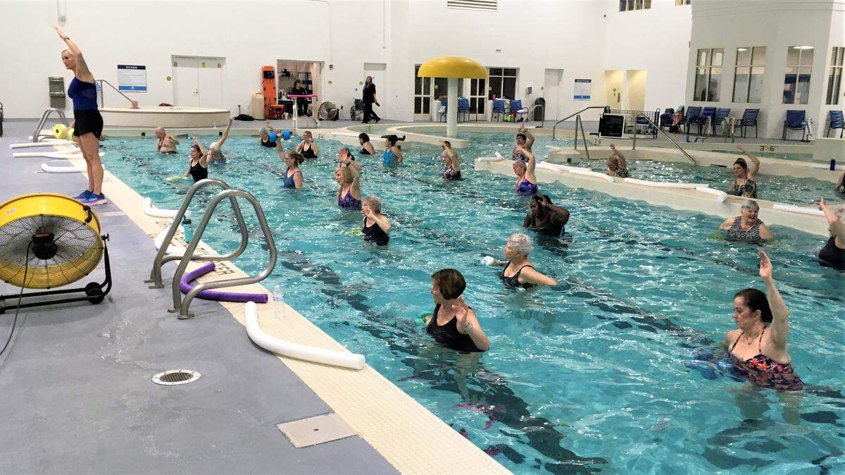 Enrollment in Shauna Utz’ water aerobics class has grown considerably since the first class was offered at Powell Community Center 24 years ago.