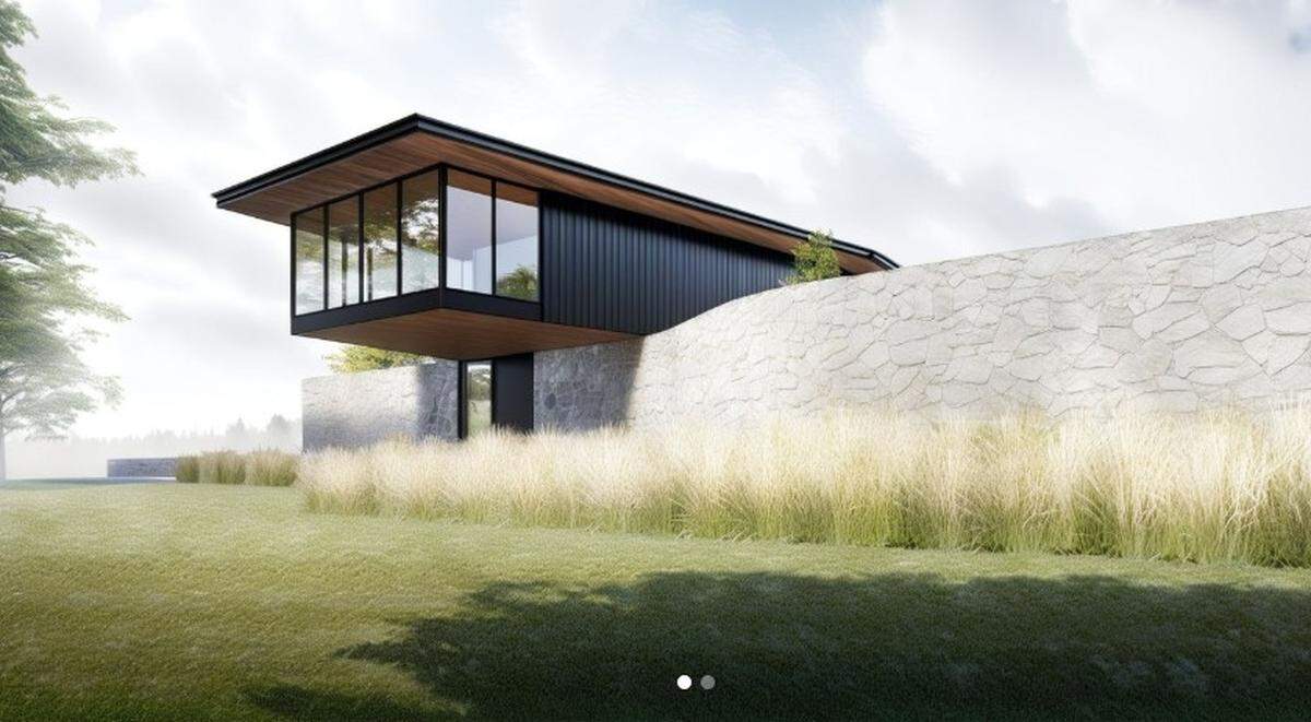 Rendering of modern home under construction at 6315 Ward Parkway. The parcel once contained the 1926 English Georgian home of Annette and Richard Bloch, a co-founder of H&amp;amp;amp;amp;amp;amp;amp;amp;amp;amp;R Block, before the home was razed in 2009.