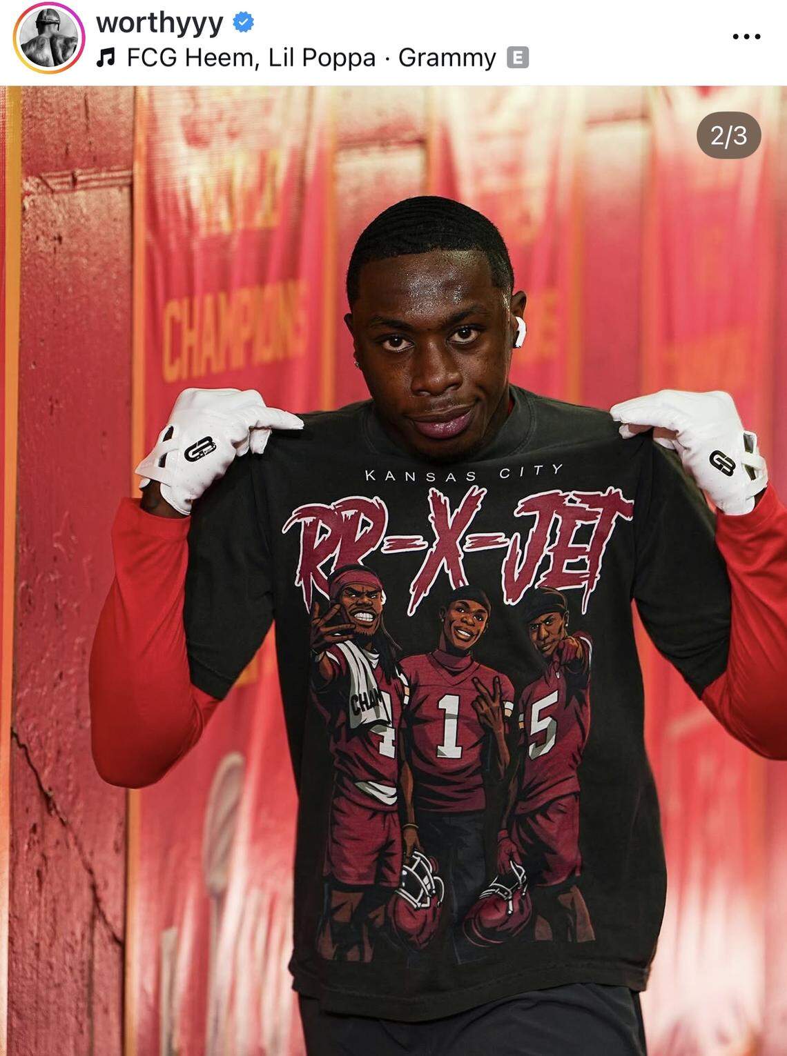 Rice showed off his shirt on his Instagram.