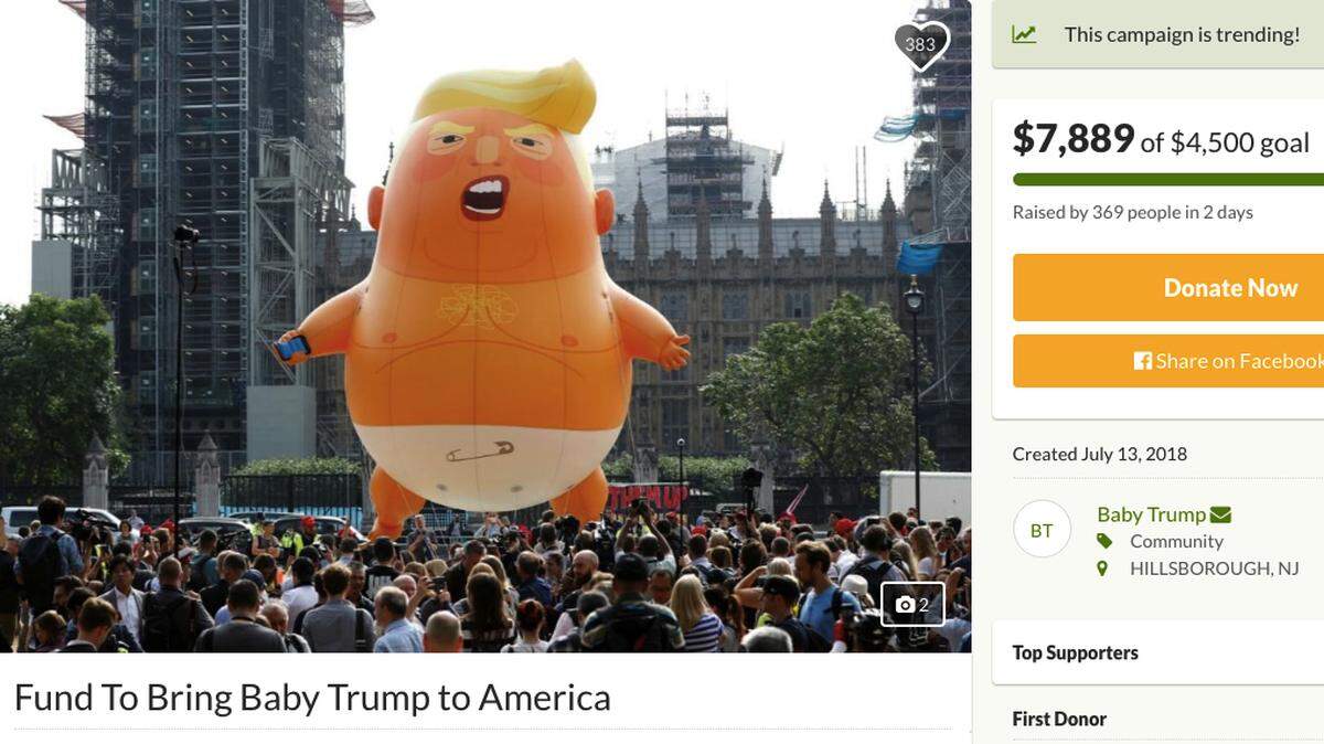 New Jersey activist Didier Jiminez-Castro is raising money to bring the Trump Baby balloon from Europe to the United States for an American tour. The first stop is planned for Trump’s New Jersey golf course next month.