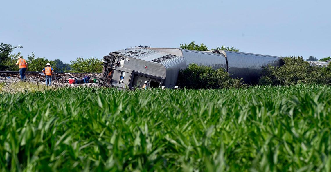 Amtrak’s Southwest Chief train lies alongside overgrown brush. Chariton County commissioners told the Missouri Department of Transportation and BNSF Railway that residents were complaining last month that vegetation was blocking their views of oncoming trains.