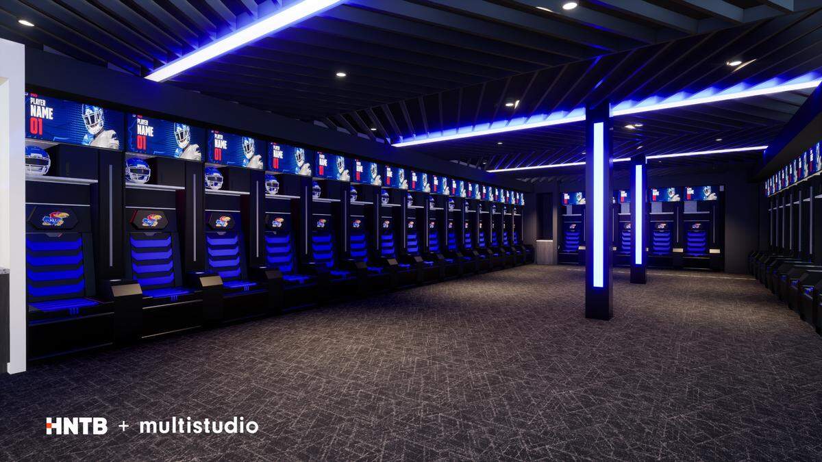 Another look at the planned KU locker room, per a rendering provided by the athletic department.