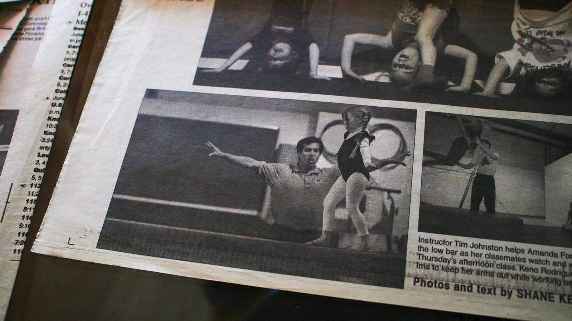 Keno Rodriguez is seen coaching gymnastics in a March 23, 1996 issue of The Kansas City Star.