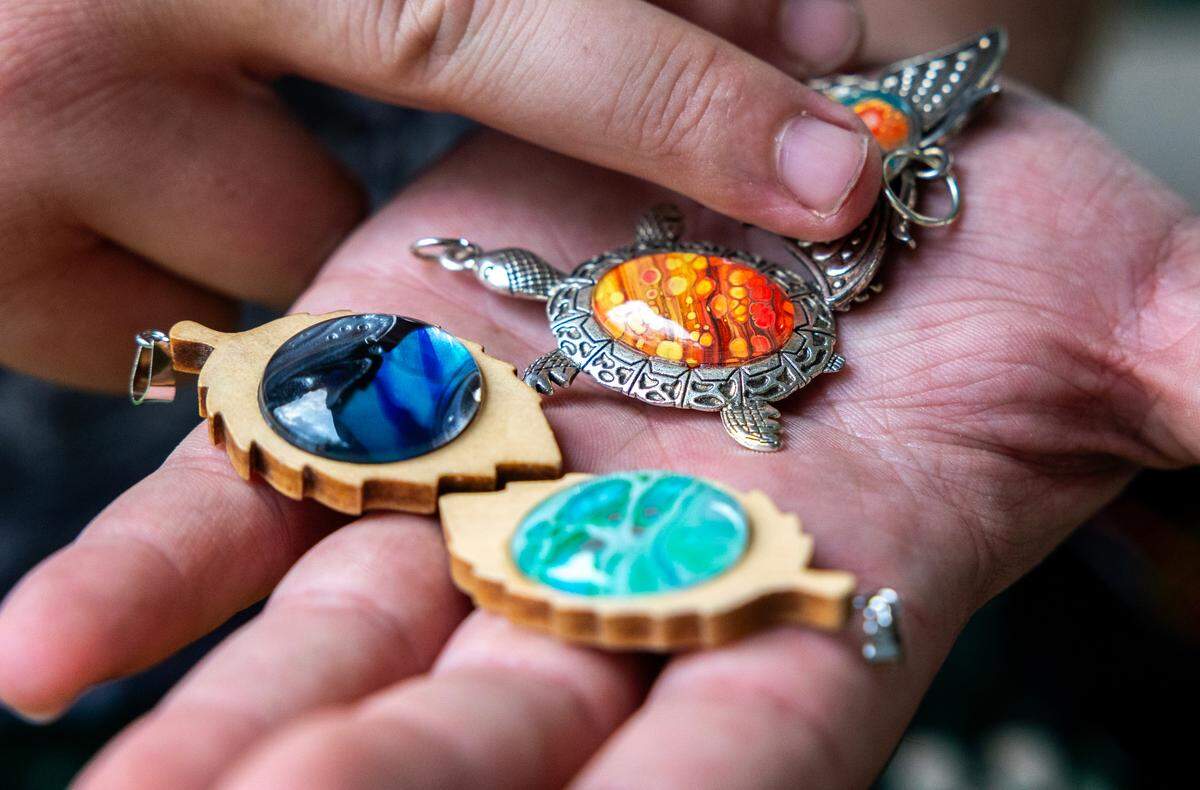 Among the few possessions Ian Horn was able to pull from his burned-out apartment following a fire on Monday, July 22, were jewelry pieces he creates himself.