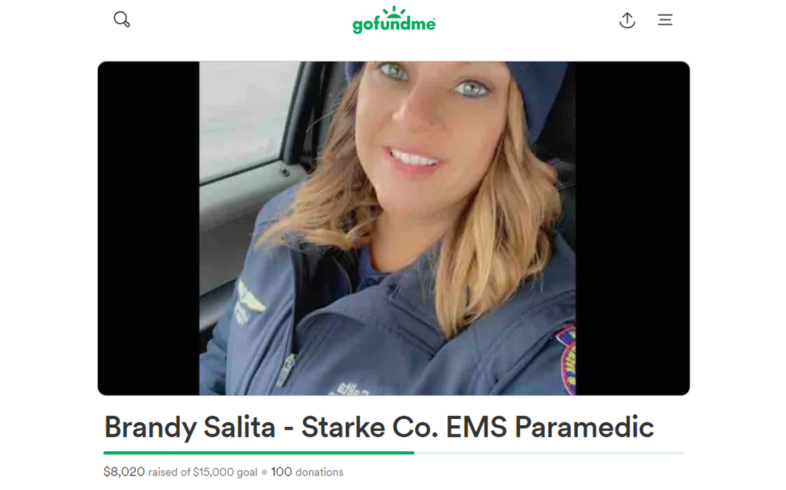 Brandy Salita was injured while responding to an emergency in northwest Indiana.