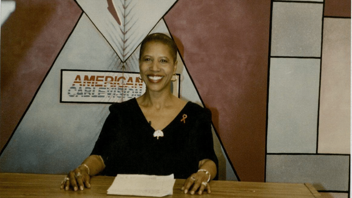 Lea Hopkins, one of many faces on “Out There,” Kansas City’s first-ever Gay and Lesbian variety show in the 1990s.