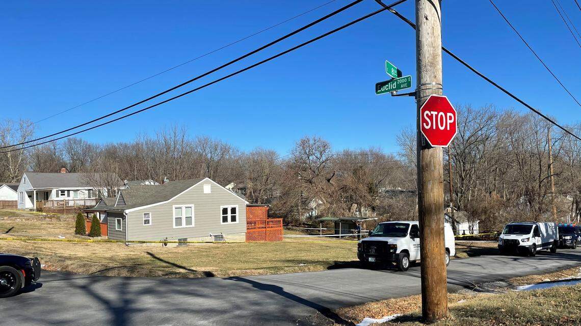 Police in Kansas City investigate a homicide on Saturday, Jan. 22, 2022, in the 8000 block of Euclid Ave.