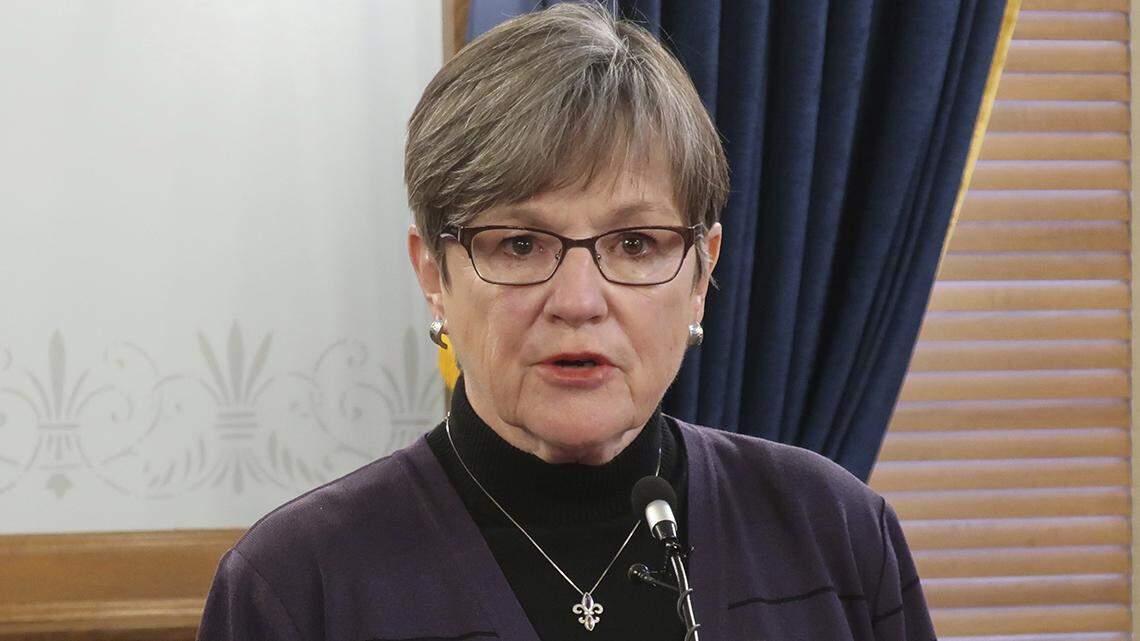 Kansas Gov. Laura Kelly answers questions during a news conference, Wednesday, Jan. 13, 2021, at the Statehouse in Topeka.