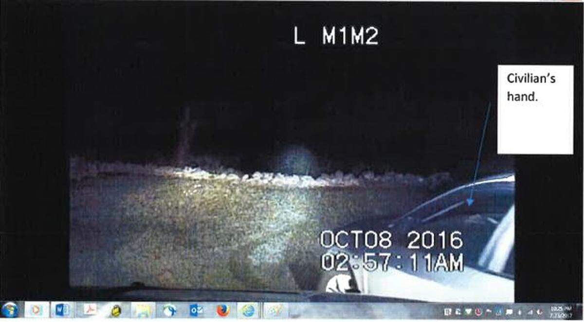 A photograph captures a moment from dash camera video of the officer-involved shooting on Oct. 8, 2016 in Kansas City.