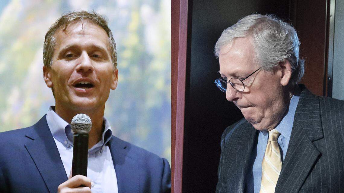 Former Missouri Gov. Eric Greitens and Senate Minority Leader Mitch McConnell