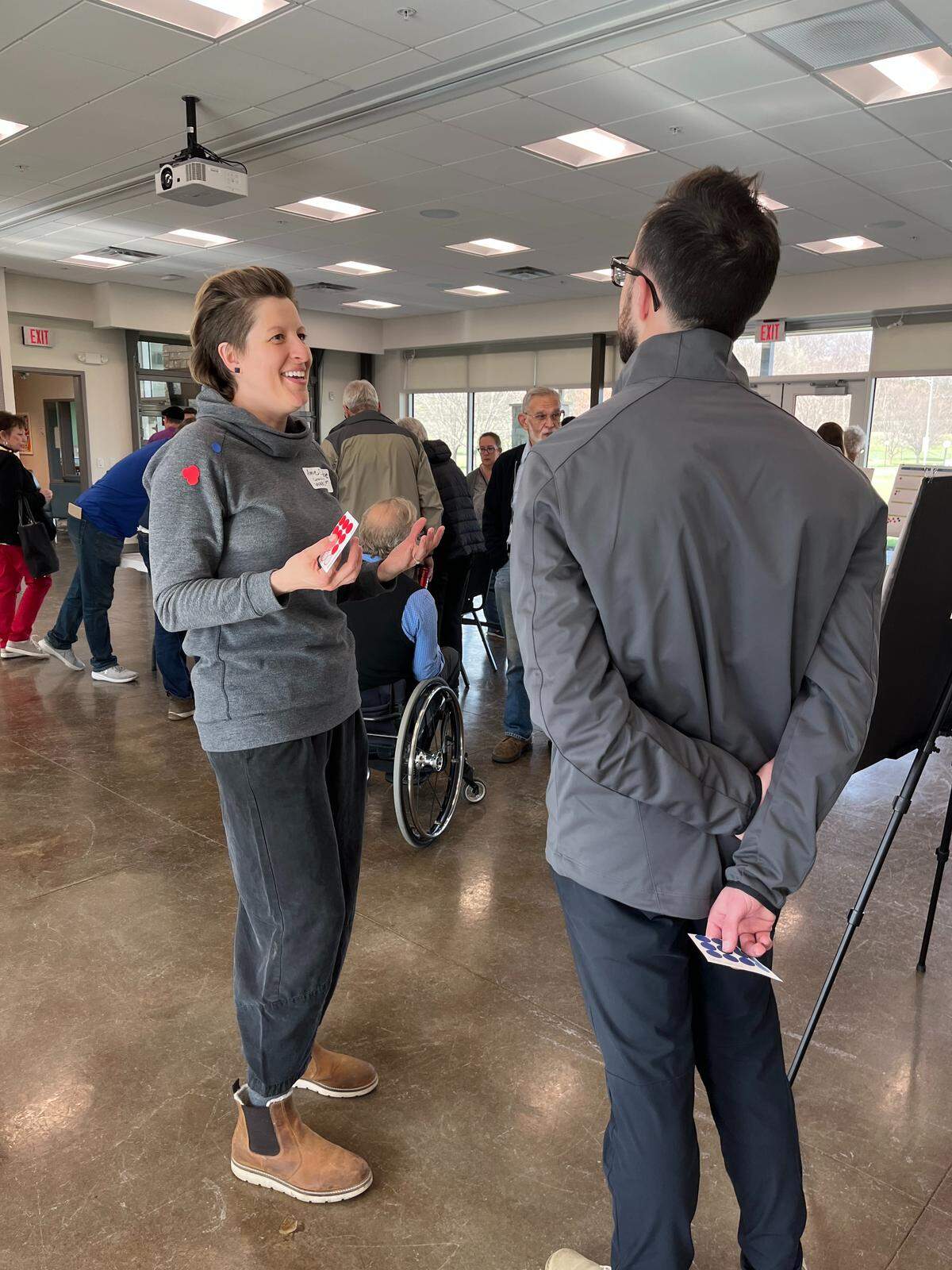 Amie Clarke at a public input session.
