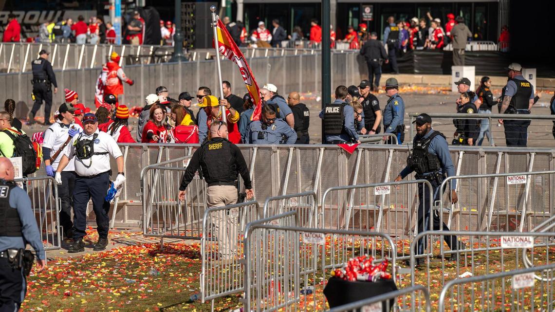 After gunfire broke out, police swarmed the area around the Kansas City Chiefs Super Bowl rally on Wednesday, asking fans to leave the area at Union Station. One person was killed and twenty-three others were shot and wounded, some critically.