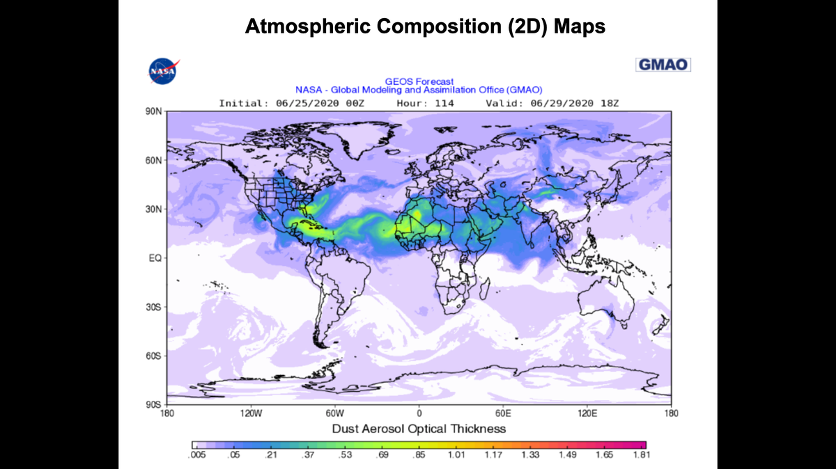 NASA forecasts the movement of the Saharan Air Layer.