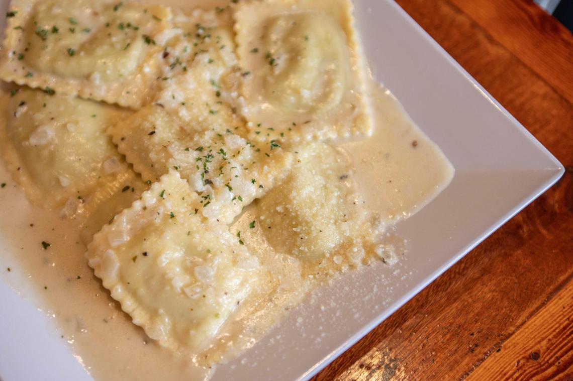The sweet pea ravioli at Cupini’s is house-made pasta bathed in a cream sauce with onion, romano cheese and spices.